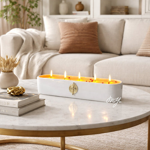 Bougie parfumée artisanale à la cire de soja – Blanc | BÛCHE - MIYA