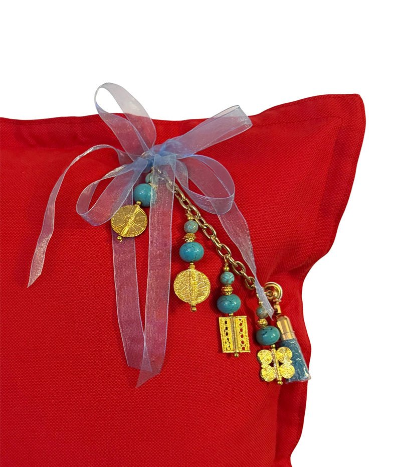 Coussin en lin lourd rouge 50 × 50 cm – Bohème chic | NEGRIL No 34 - MIYA