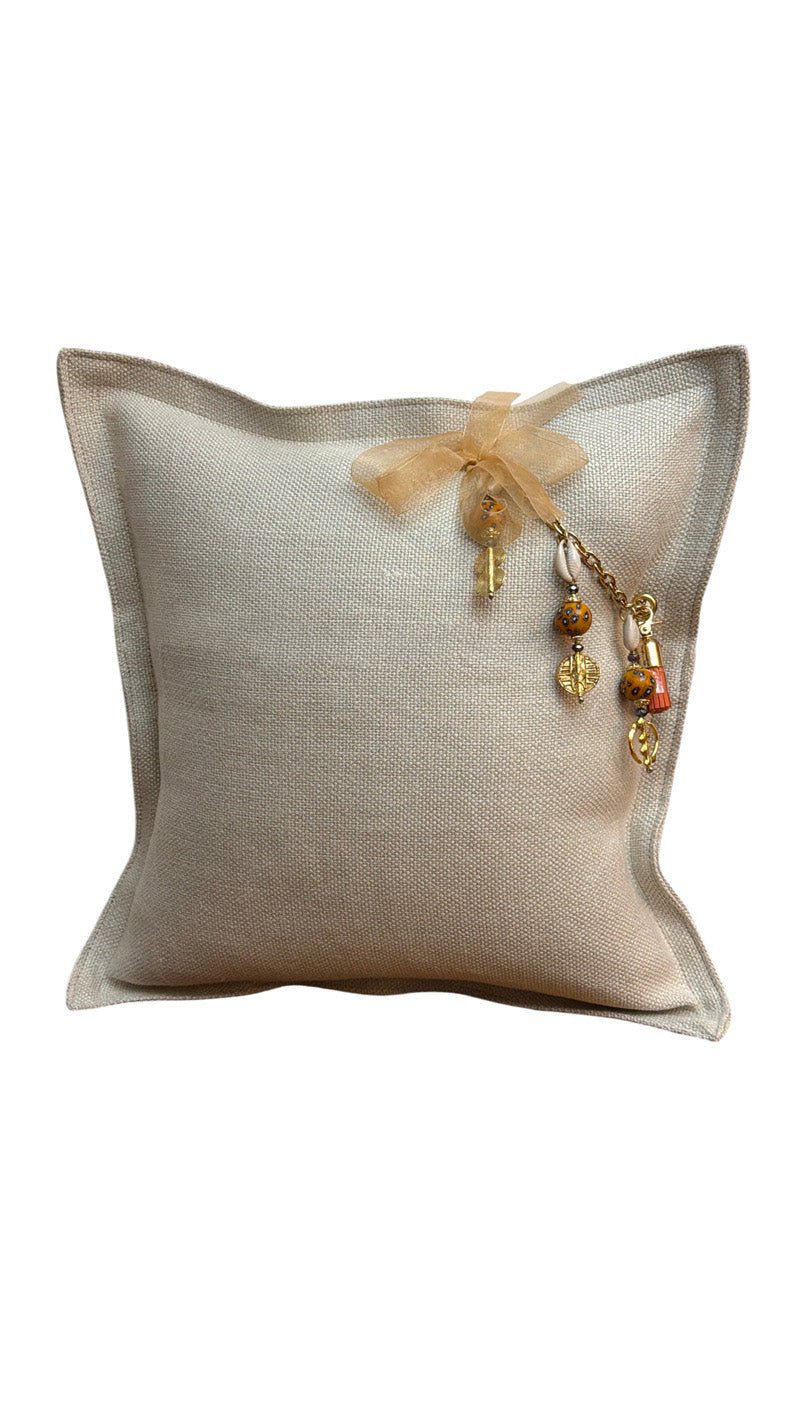 Coussin en lin lourd beige 50x50 cm – BALI No 36 - MIYA