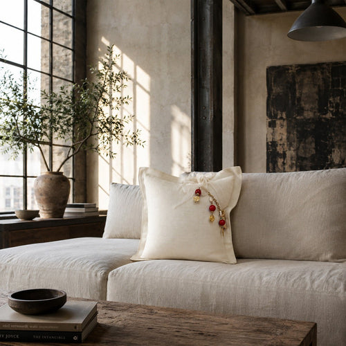 Coussin en lin lourd écru 50x50 cm – ZANZIBAR No. 41 - MIYA LOFT STYLE