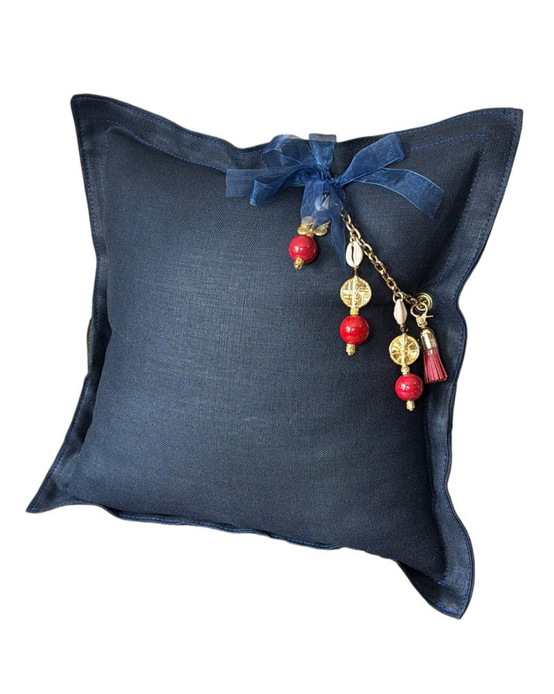 Heavy linen blue throw pillow – NEGRIL No. 62
