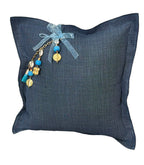 Coussin en lin lourd bleu 50x50 cm – NEGRIL No. 63