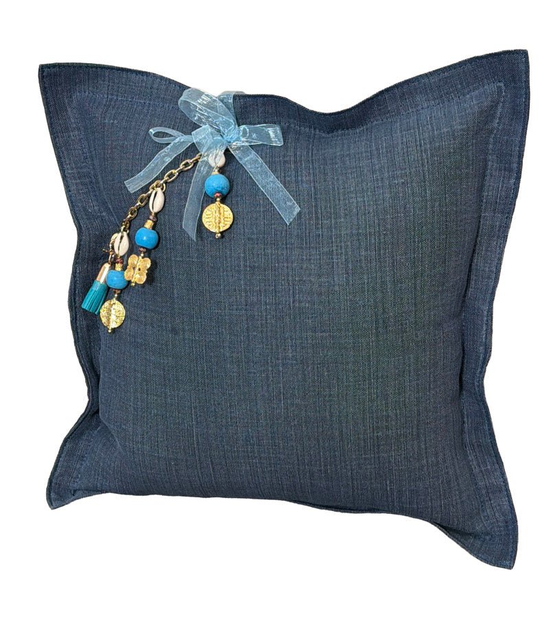 Coussin en lin lourd bleu 50x50 cm – NEGRIL No. 63