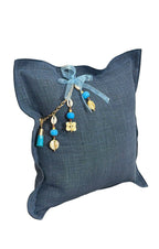 Coussin en lin lourd bleu 50x50 cm – NEGRIL No. 63