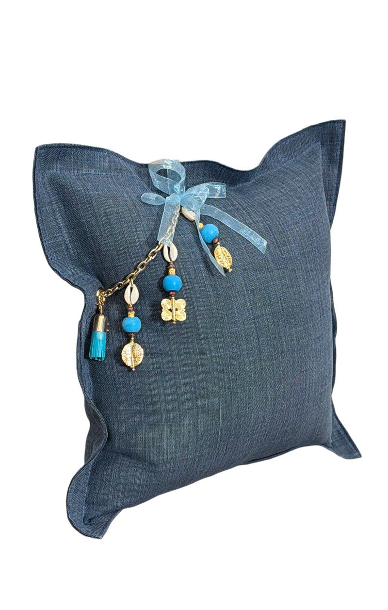 Coussin en lin lourd bleu 50x50 cm – NEGRIL No. 63