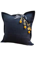 Coussin en lin lourd bleu 50x50 cm – ZANZIBAR No 37 - MIYA