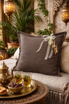 Coussin en lin lourd prune 50x50 cm – Bohème chic | MARRAKECH No.09 - MIYA