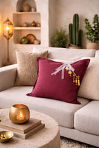 Coussin en lin lourd prune 50x50 cm – Bohème chic | MARRAKECH No.08 - MIYA