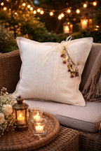 Coussin en lin lourd creme 50x50 cm – Bohème chic | ZANZIBAR No 19 - MIYA