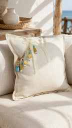 Coussin en lin lourd creme 50x50 cm – Bohème chic | ZANZIBAR No 18 - MIYA