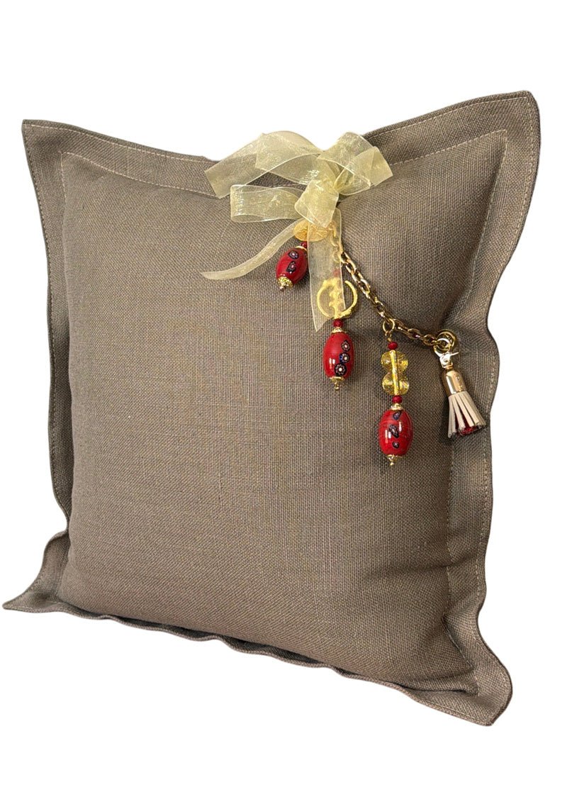 Heavy natural linen throw pillow 50x50 cm – BALI No. 72
