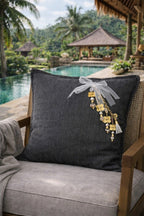 Coussin en lin lourd gris 50x50 cm – Bohème chic | BALI No 12 - MIYA
