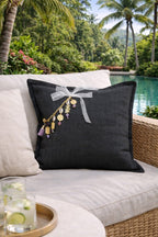 Coussin en lin lourd gris 50x50 cm – Bohème chic | BALI No 13 - MIYA