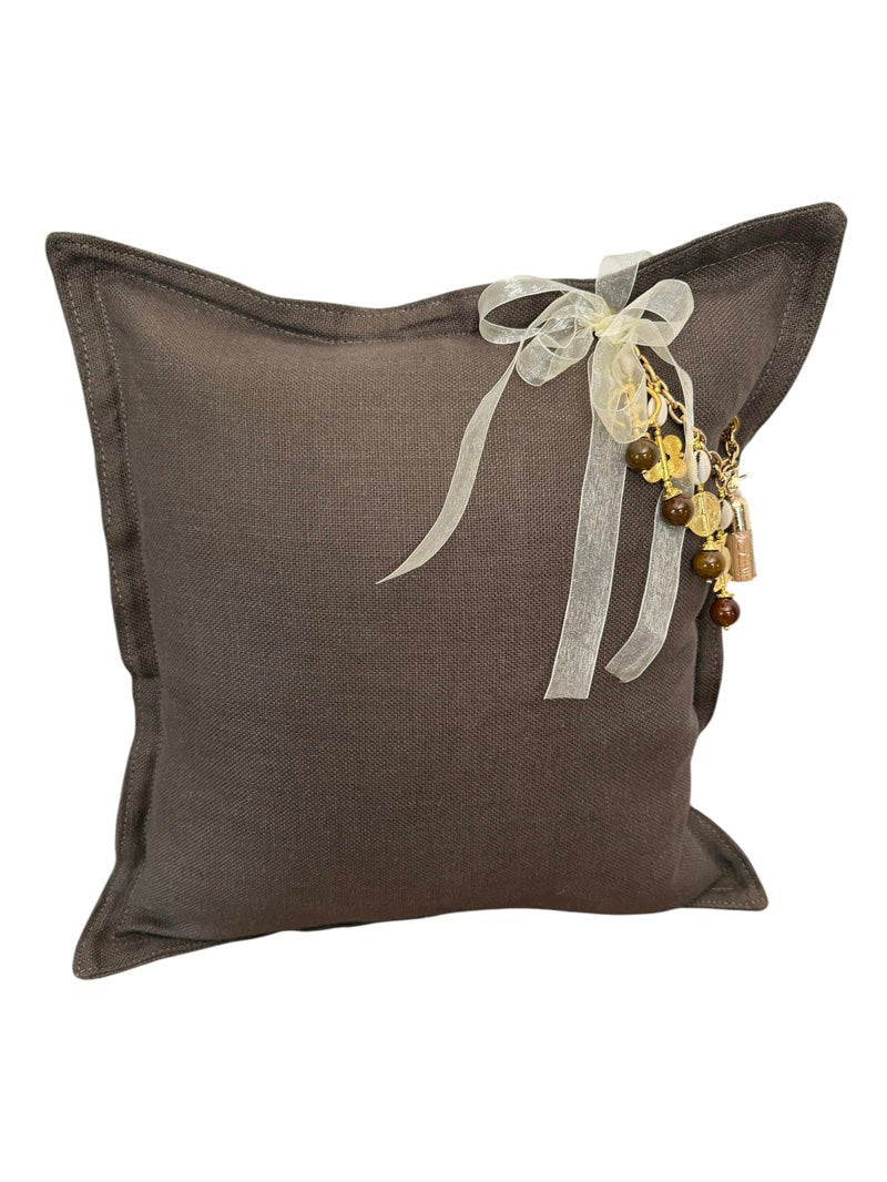 Coussin en lin lourd prune 50x50 cm – Bohème chic | MALIBU No.09 - MIYA