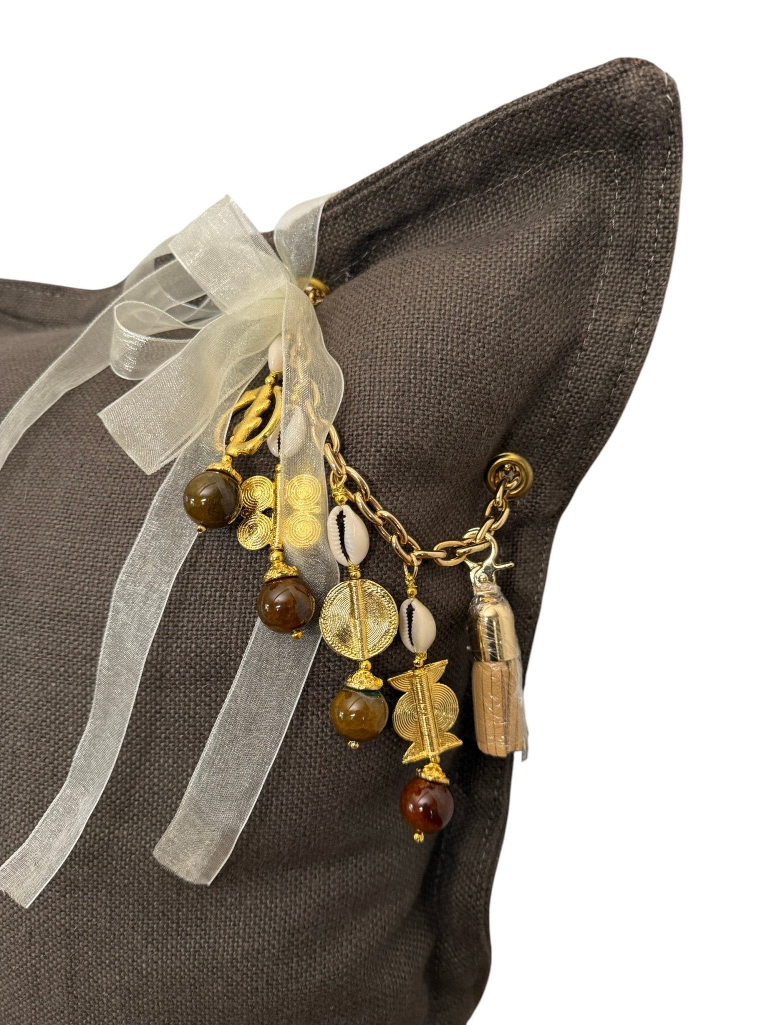 Coussin en lin lourd prune 50x50 cm – Bohème chic | MALIBU No.09 - MIYA