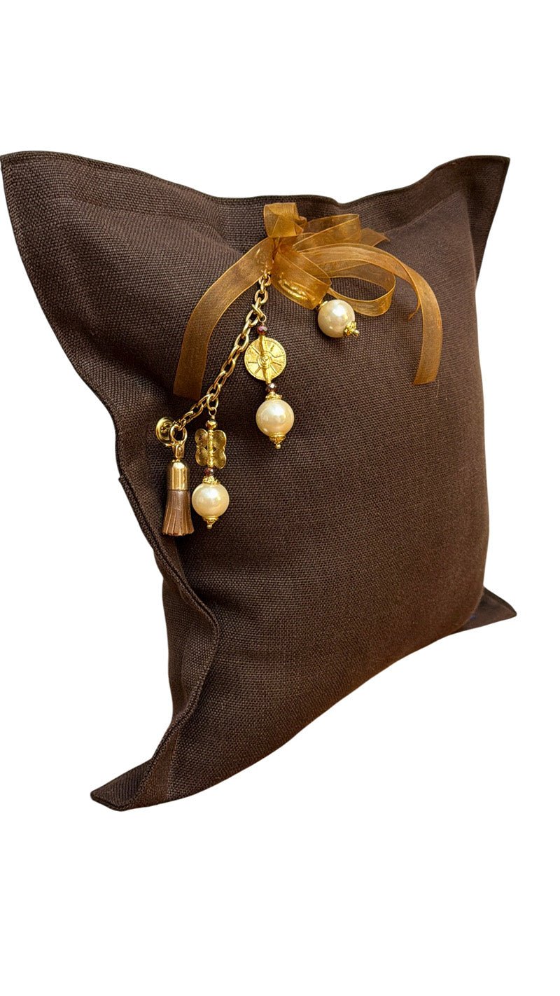 Coussin en lin lourd marron 50x50 cm – MARRAKECH No. 42 - MIYA