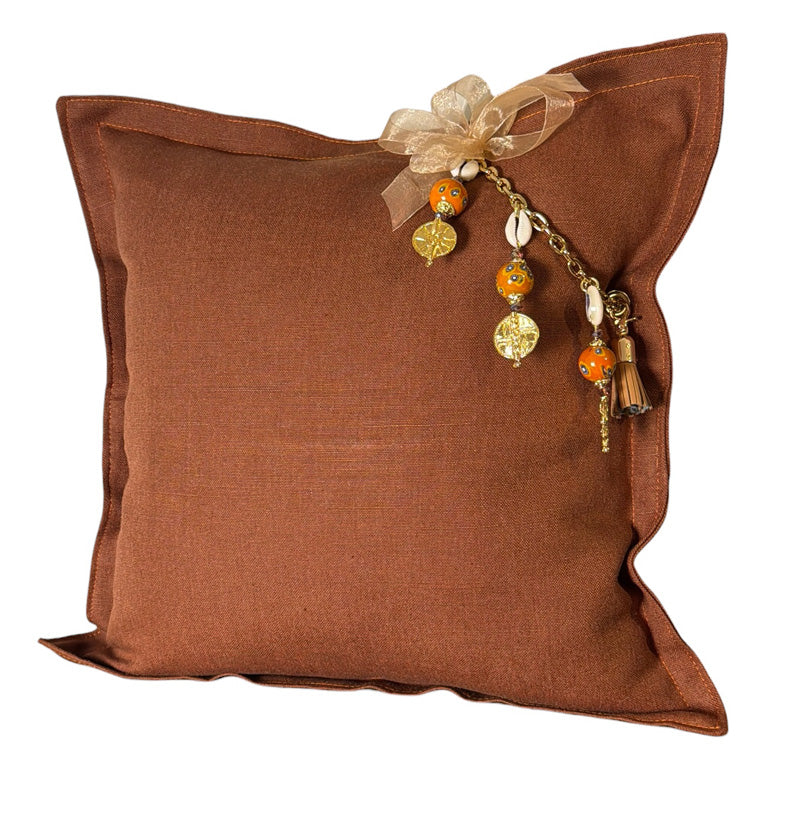 Coussin en lin lourd marron 50x50 cm – MARRAKECH No. 80