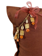 Coussin en lin lourd marron rouille 50x50 cm – Bohème chic | MARRAKECH No.15 - MIYA