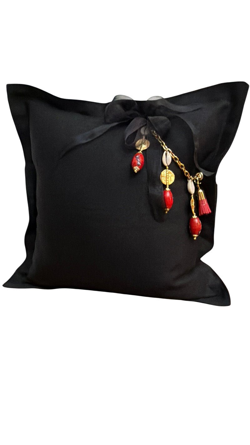 Coussin en lin lourd noir 50x50 cm – NEGRIL No 39 - MIYA