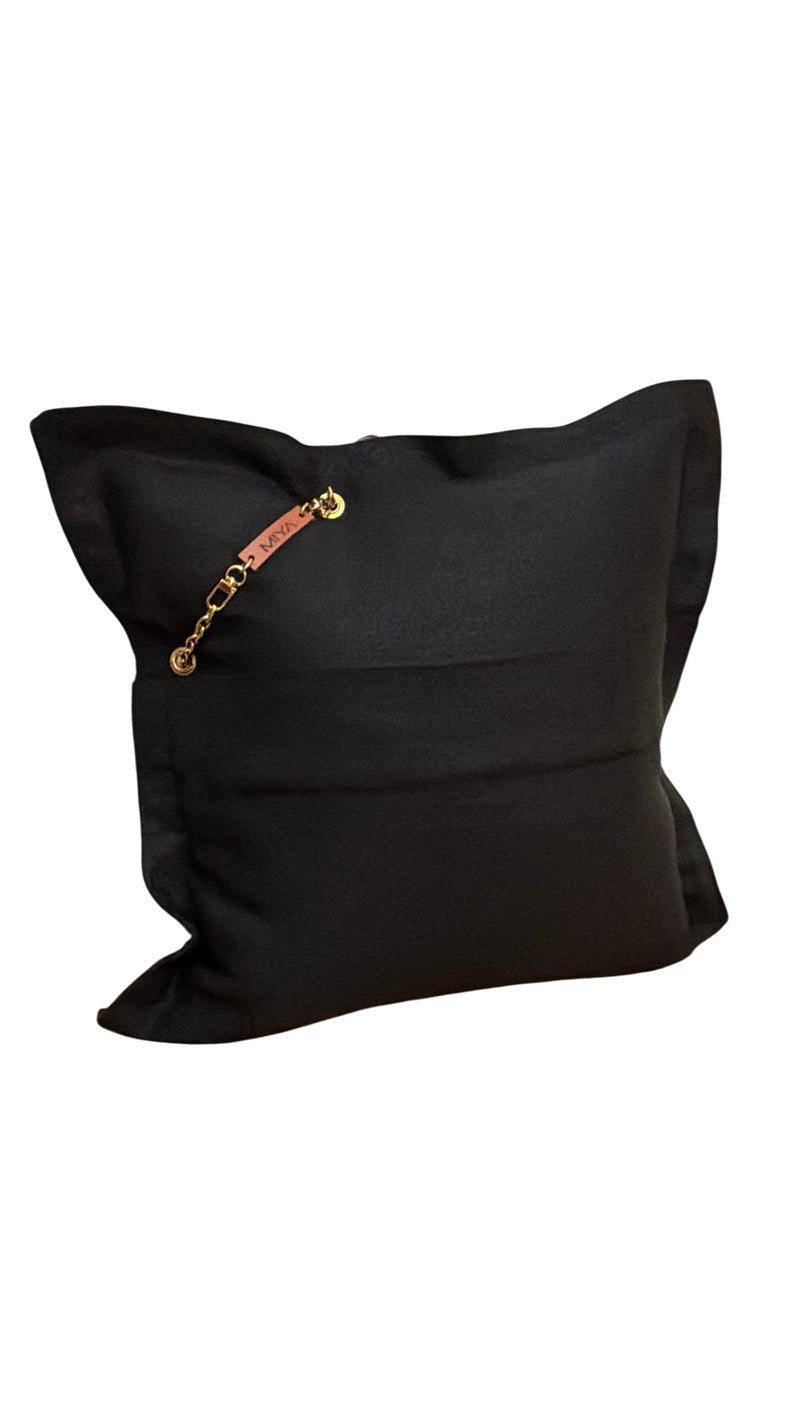 Coussin en lin lourd noir 50x50 cm – NEGRIL No 39 - MIYA