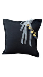 Coussin en lin lourd noir 50x50 cm – Bohème chic | NEGRIL No 10 - MIYA