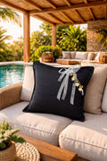 Coussin en lin lourd noir 50x50 cm – Bohème chic | NEGRIL No 10 - MIYA