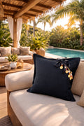 Coussin en lin lourd noir 50x50 cm – Bohème chic | NEGRIL No 16 - MIYA
