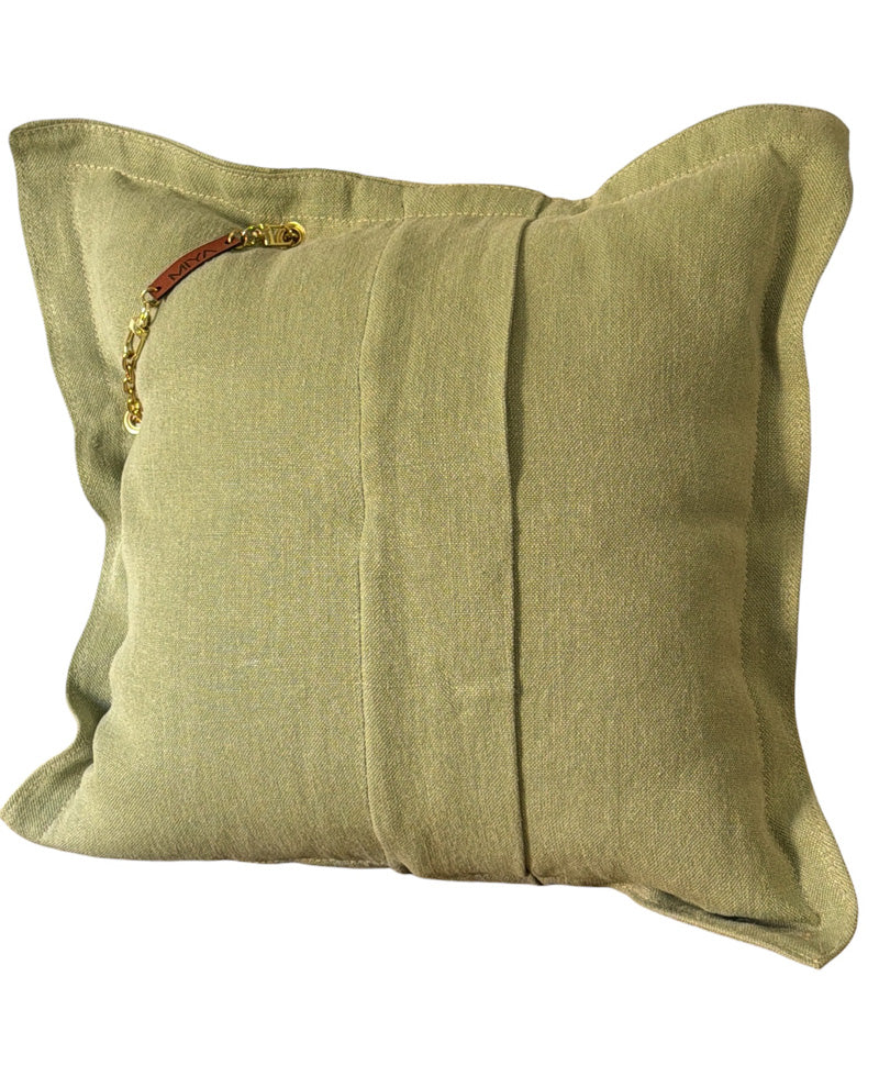 Coussin en lin MIYA couleur pistache vue de dos