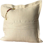 Coussin en lin MIYA vue de dos, pampille jaune poids ashanti