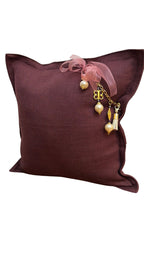 Coussin en lin lourd prune 50x50 cm – MARRAKECH No. 40 - MIYA