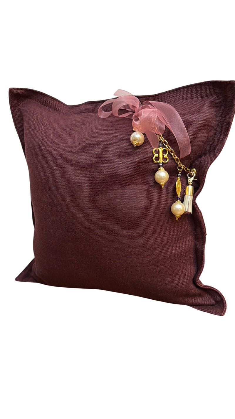Coussin en lin lourd prune 50x50 cm – MARRAKECH No. 40 - MIYA