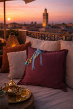 Coussin en lin lourd prune 50x50 cm – Bohème chic | MARRAKECH No.06 - MIYA