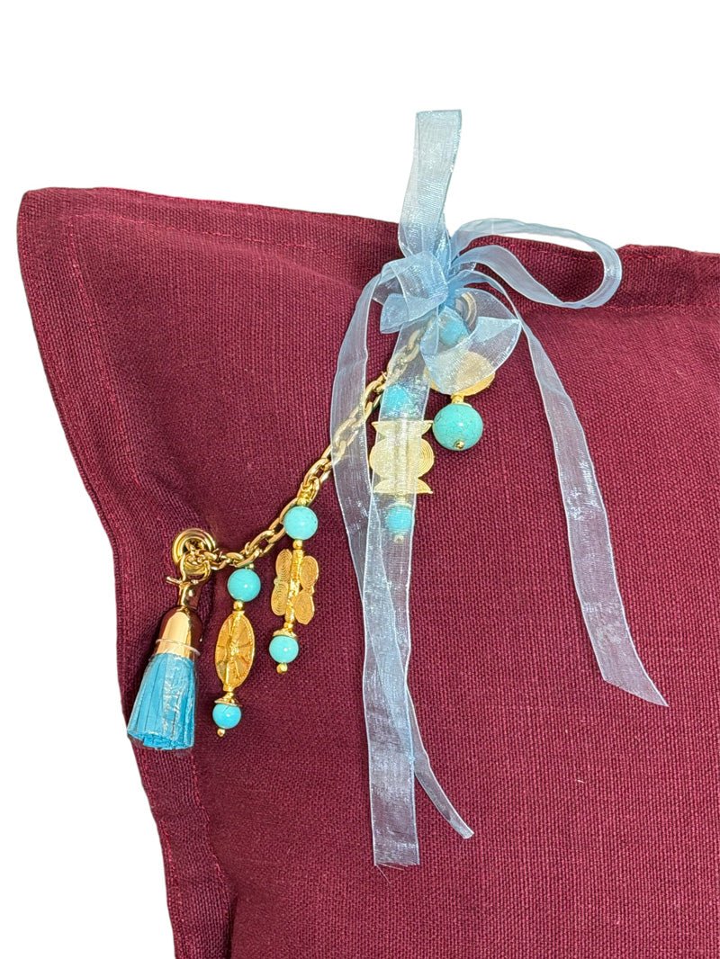 Coussin en lin lourd prune 50x50 cm – Bohème chic | MARRAKECH No.06 - MIYA