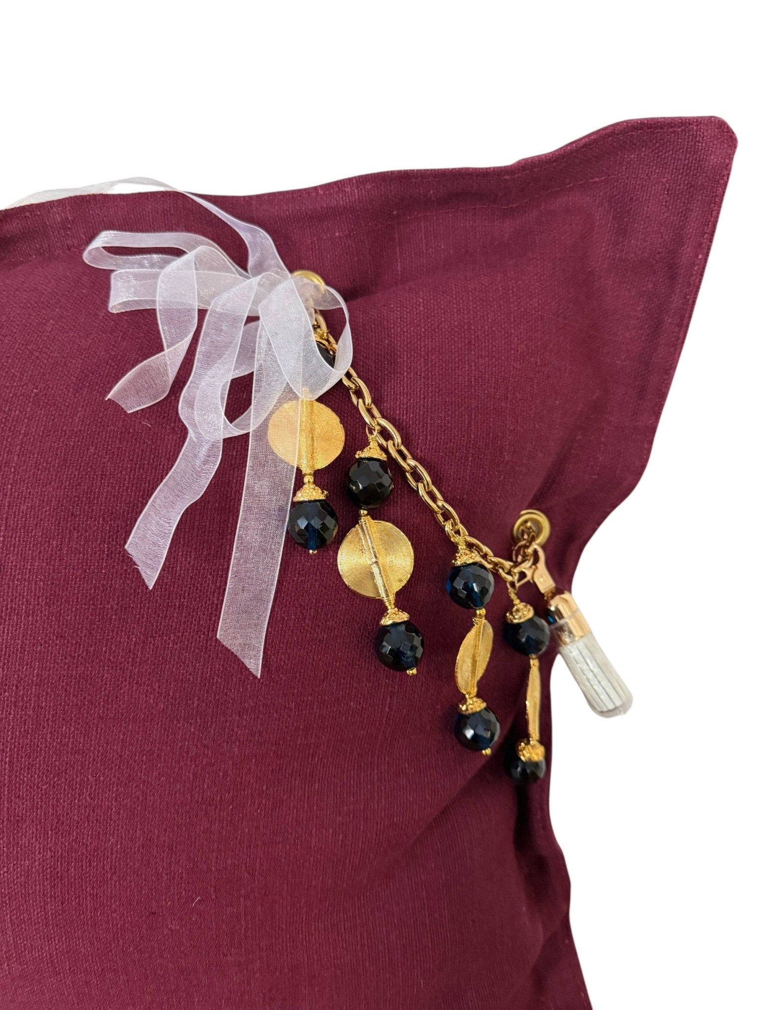 Coussin en lin lourd prune 50x50 cm – Bohème chic | MARRAKECH No.07 - MIYA