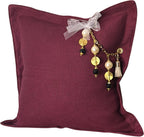 Coussin en lin MIYA couleur prune avec poids Ashanti et mélange de perles vue face