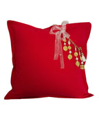 Coussin en lin lourd rouge 50 × 50 cm – Bohème chic | NEGRIL No.03 - MIYA