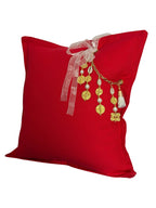Coussin en lin lourd rouge 50 × 50 cm – Bohème chic | NEGRIL No.03 - MIYA