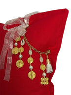 Coussin en lin lourd rouge 50 × 50 cm – Bohème chic | NEGRIL No.03 - MIYA