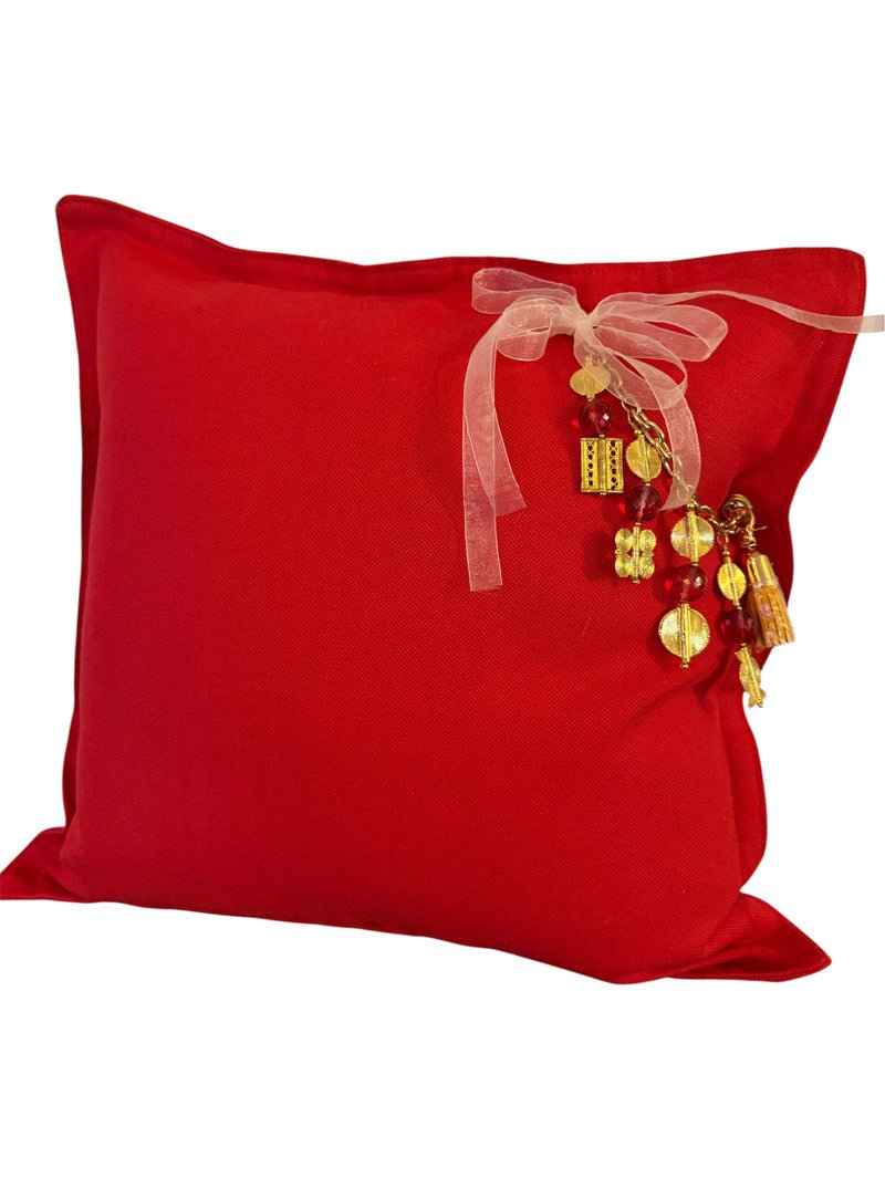 Coussin en lin lourd rouge 50 × 50 cm – Bohème chic | NEGRIL No.04 - MIYA