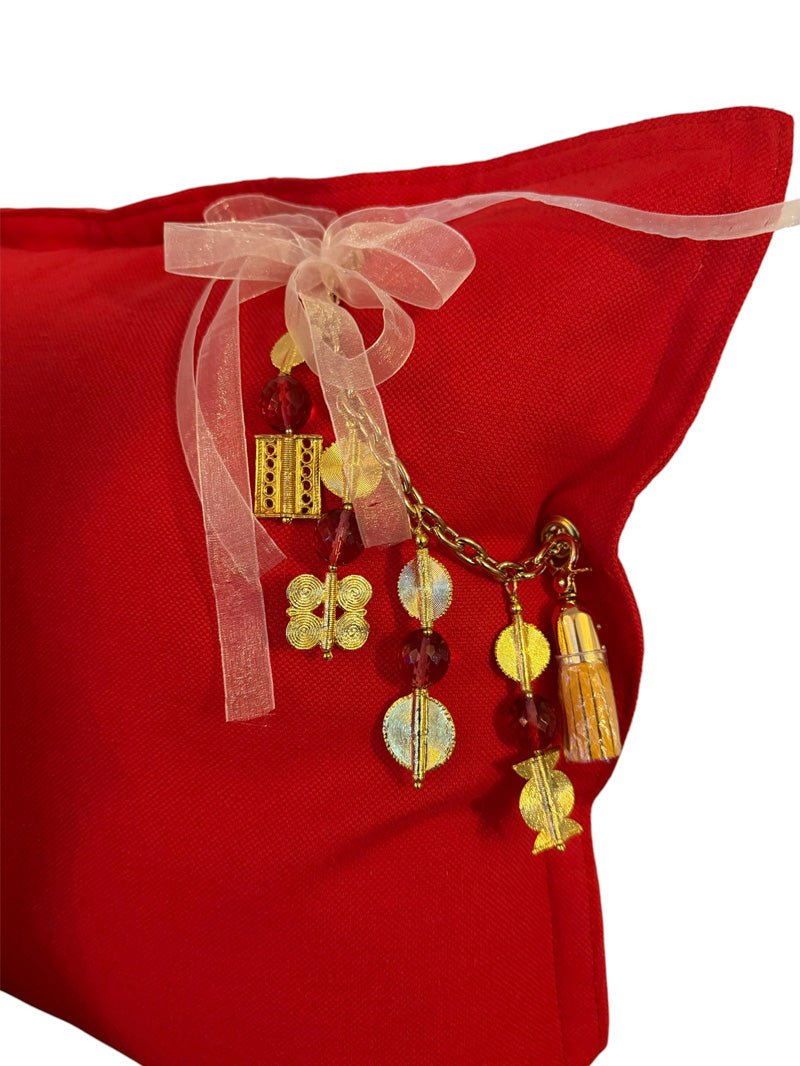 Coussin en lin lourd rouge 50 × 50 cm – Bohème chic | NEGRIL No.04 - MIYA