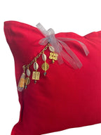 Coussin en lin lourd rouge 50 × 50 cm – Bohème chic | NEGRIL No.05 - MIYA