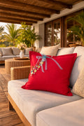 Coussin en lin lourd rouge 50x50 cm – Bohème chic | NEGRIL No.01 - MIYA