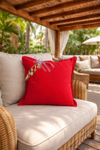 Coussin en lin lourd rouge 50 × 50 cm – Bohème chic | NEGRIL No.05 - MIYA