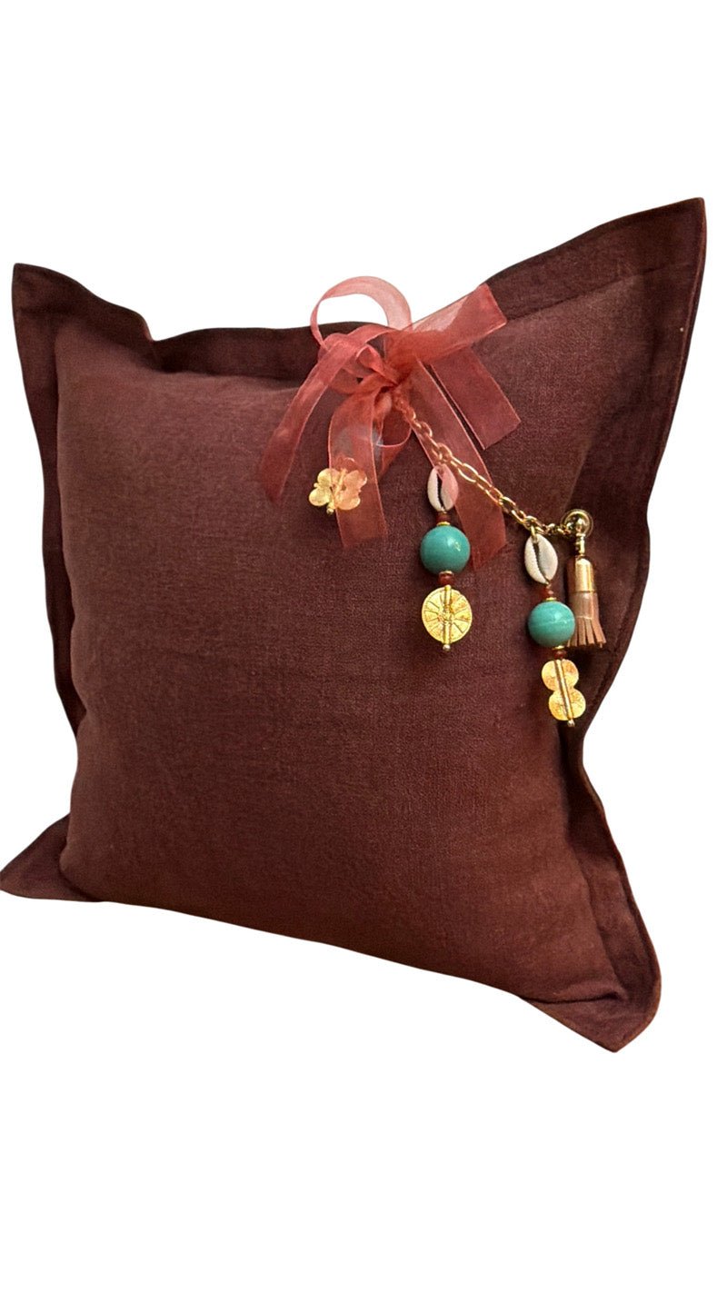 Coussin en lin lourd rouille 50x50 cm – MARRAKECH No 38 - MIYA