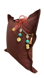 Coussin en lin lourd rouille 50x50 cm – MARRAKECH No 38 - MIYA