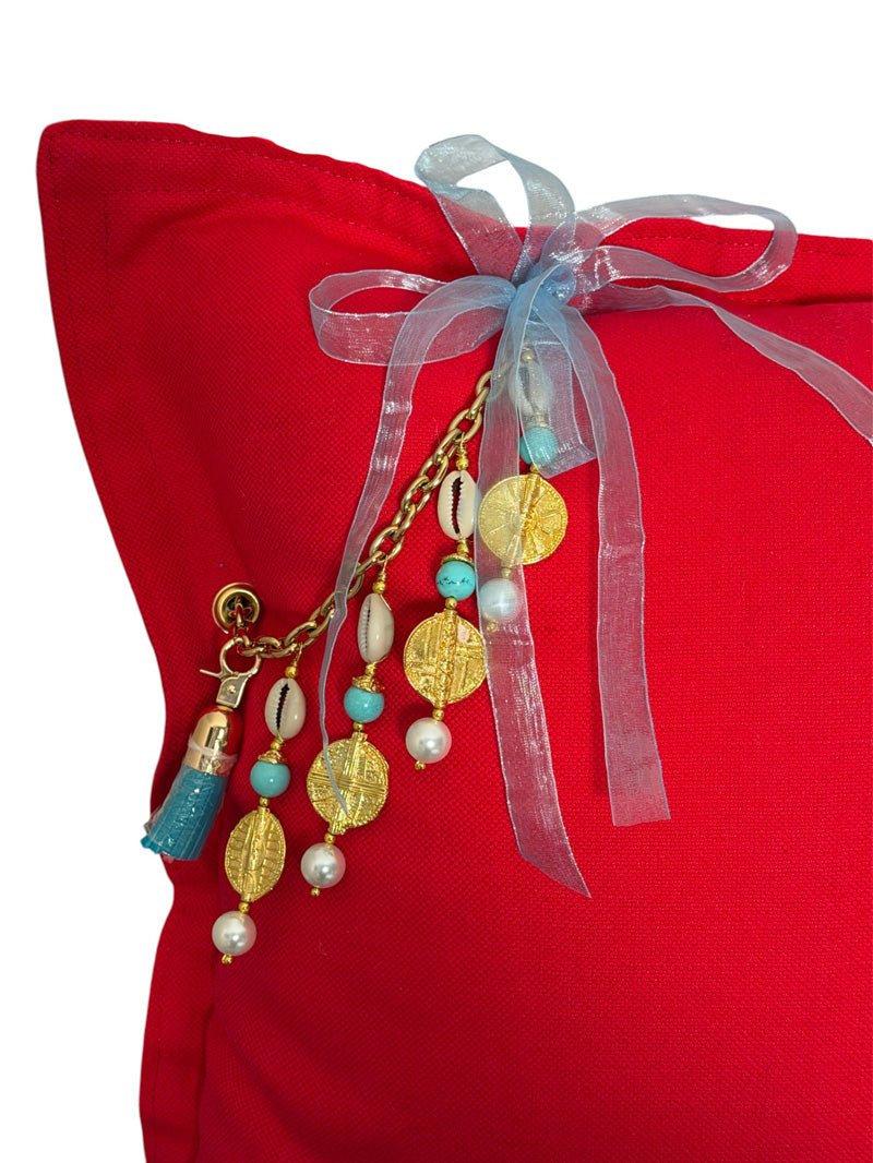 Coussin en lin lourd rouge 50x50 cm – Bohème chic | SIERRA No.01 - MIYA