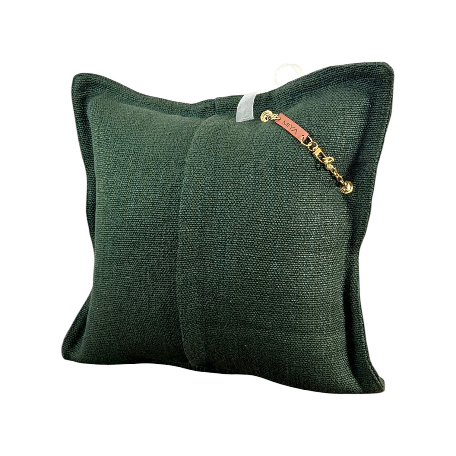 Coussin en lin lourd emeraude 50x50 cm – Bohème chic | BALI No.14 - MIYA