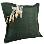 Coussin en lin lourd emeraude 50x50 cm – Bohème chic | BALI No.14 - MIYA