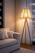 Lampadaire en fibres naturelles ajouré | SATURNE No 06 - MIYA