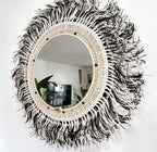 Miroir mural bohème noir et blanc avec cauris et poids Ashanti décoration intérieure MIYA